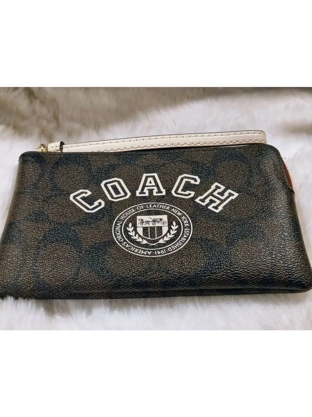 Coach Brown Signature Logo Wristlet